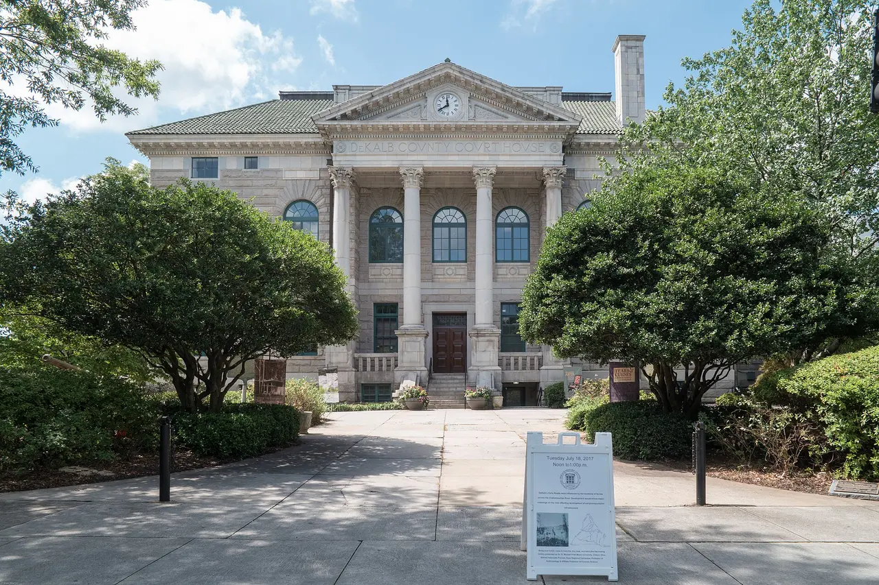 The historic DeKalb County Courthouse on the square in Decatur, the county seat